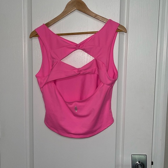 FREE PEOPLE MOVEMENT Strong Currents Tank Pink Sleeveless Twist Cut Out Back XL - Picture 4 of 7